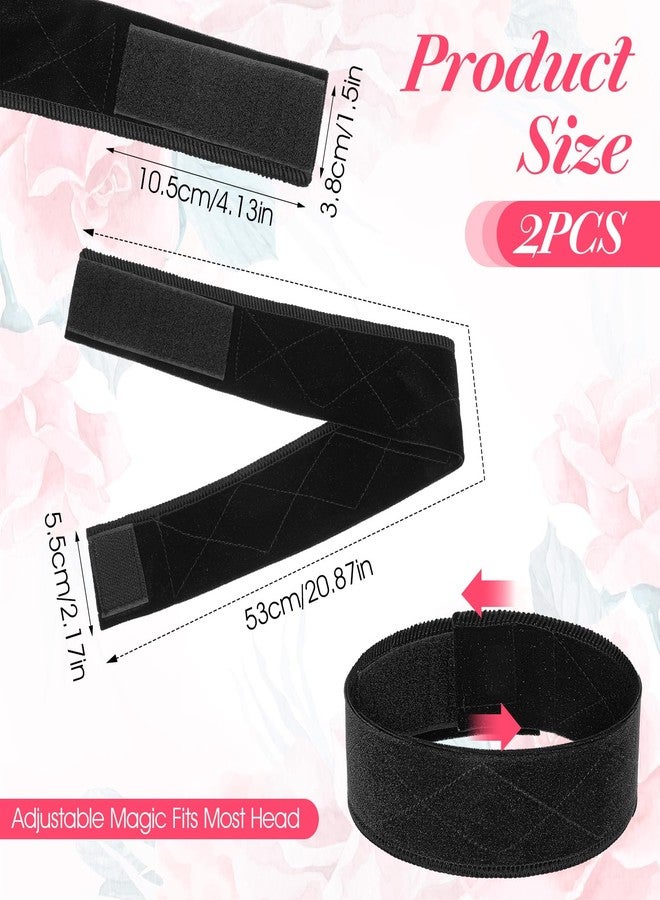MBAIYO 2Pcs Velvet Wig Band for Woman, Adjustable Wig Grip Hair Band Flexible Velvet Headbands Non-Slip Wigs Holder Accessories for Wigs - Image 2